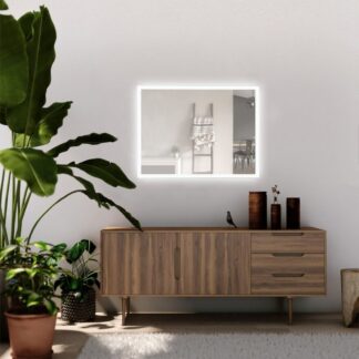 Rectangle Frosted Edge Mirror with Sensor Framed Touch Control ORTONBATH™ IP67 Diammable
