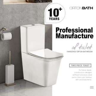 Sleek Two-Piece Square Bowl Back to wall Rimless  Toilet ORTONBATH™ Dual-Flush 3/6L PER FLUSH