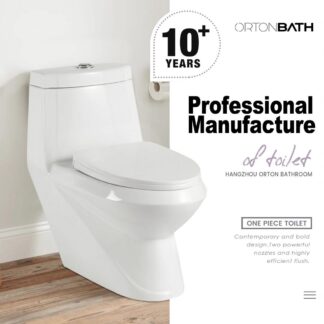 Middle East WC BATHROOM One-Piece Round Bowl Toilet ORTONBATH™ Dual-Flush 4/6L PER FLUSH OTSJ041 P TRAP 180MM S TRAP 250MM WITH SEAT COVER