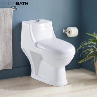 SASO Middle East SAUDI ARABIA North Africa WC BATHROOM One-Piece Round Bowl Toilet ORTONBATH™ Dual-Flush 4/6L PER FLUSH OTCT252 P TRAP 180MM S TRAP 250MM WITH SEAT COVER