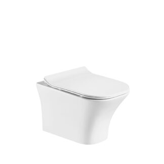 Rectangular Square Wall Hung  ORTONBATH™ WC Bathroom Toilet Bowl with duroplast seat cover