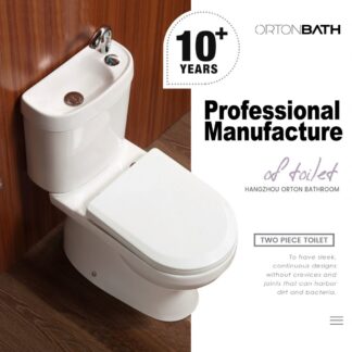 Two-Piece Round Bowl Toilet  with wash basin on the tank ORTONBATH™ Dual-Flush 4/6L PER FLUSH