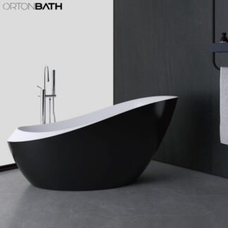 ORTONBATH™ Acrylic Freestanding Contemporary Soaking Bathtub with overflow white  OTAN1800