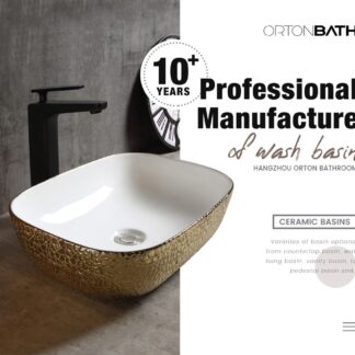 ORTONBATH™ Ceramic Electroplating Hair Hand Wash Hand basin Bathroom Designer Gold White marble salon equipment wash basin price