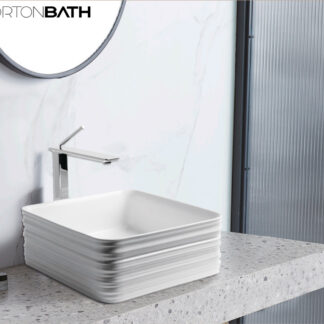 ORTONBATH™ Round Brushed White Black Hot Selling Art Above Counter Basin Vanity Washbasin Sink Wash Basin