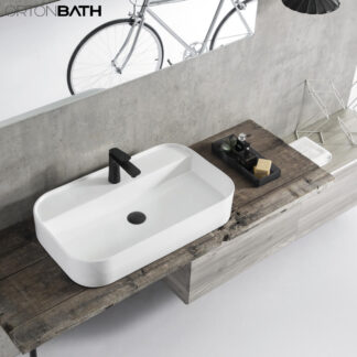ORTONBATH™ Ceramic Rectangular Hand Wash Hand basin tap hole Bathroom Designer white White marble salon equipment wash basin price