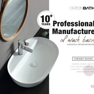 ORTONBATH™ Bathroom Ceramic Oval tap hole Art Square hair hand Salon marble designer wash basins hand basin ceramic with vanity