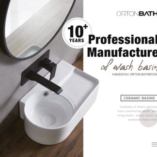 ORTONBATH™ Bathroom Above counter side with soap area Ceramic Art Square Salon designer wash basins hand basin