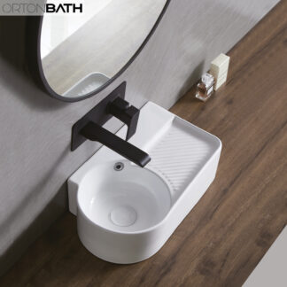 ORTONBATH™ Bathroom Above counter side with soap area Ceramic Art Square Salon designer wash basins hand basin