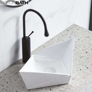 ORTONBATH™ Bathroom White Gold Ceramic Art Irregular hair hand Salon marble designer wash basins hand basin ceramic with vanity