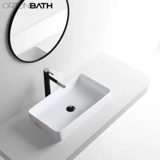 ORTONBATH™ Bathroom White Thin edge Ceramic Art Square hair hand marble designer wash basins hand basin ceramic with vanity