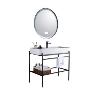 ORTONBATH™ Floor Mount Bathroom Vanity Set Bathroom Oval Mirror,  Plywood base Melamine surface Cabinet Set   OTFE6528