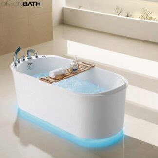 ORTONBATH™ Acrylic Freestanding Contemporary Soaking Bathtub with overflow white  OT1028