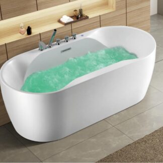 ORTONBATH™ Acrylic Freestanding Contemporary Soaking Bathtub with overflow white  OT1708J