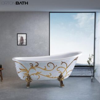 ORTONBATH™ Acrylic Freestanding Contemporary Soaking Bathtub with overflow white  OT1709