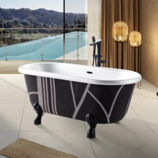 ORTONBATH™ Acrylic Freestanding Contemporary Soaking Bathtub with overflow white  OT1716GY