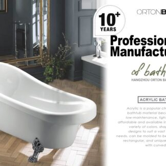 ORTONBATH™ Acrylic Freestanding Contemporary Soaking Bathtub with overflow white  OT1718