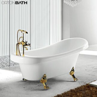 ORTONBATH™ Acrylic Freestanding Contemporary Soaking Bathtub with overflow white  OT1718H