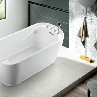 ORTONBATH™ Acrylic Freestanding Contemporary Soaking Bathtub with overflow white  OT1829J