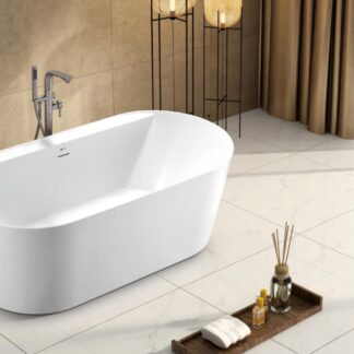 ORTONBATH™ Acrylic Freestanding Contemporary Soaking Bathtub with overflow white  OT1834