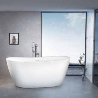 ORTONBATH™ Acrylic Freestanding Contemporary Soaking Bathtub with overflow white  OT1837