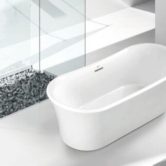 ORTONBATH™ Acrylic Freestanding Contemporary Soaking Bathtub with overflow white  OT1847