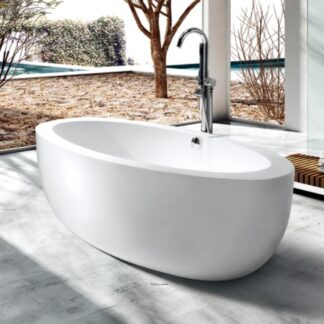 ORTONBATH™ Acrylic Freestanding Contemporary Soaking Bathtub with overflow white  OT1850