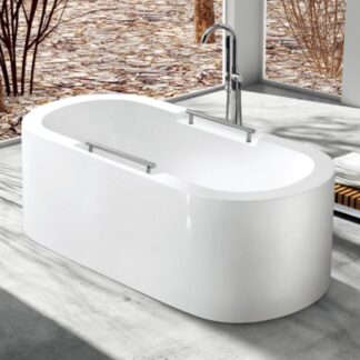 ORTONBATH™ Acrylic Freestanding Contemporary Soaking Bathtub with overflow white OT1889