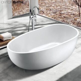 ORTONBATH™ Acrylic Freestanding Contemporary Soaking Bathtub with overflow white OT1892