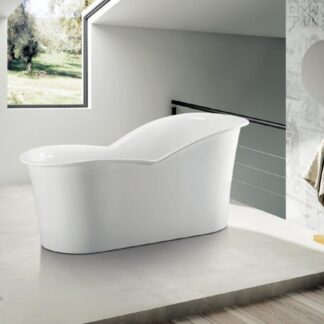 ORTONBATH™ Acrylic Freestanding Contemporary Soaking Bathtub with overflow white OT1894