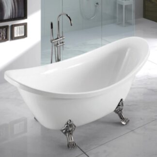 ORTONBATH™ Acrylic Freestanding Contemporary Soaking Bathtub with overflow white OT1896