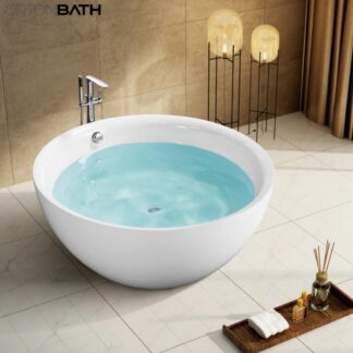 ORTONBATH™ Acrylic Freestanding Contemporary Soaking Bathtub with overflow white  OT3159