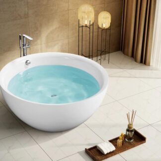ORTONBATH™ Acrylic Freestanding Contemporary Soaking Bathtub with overflow white  OT3159