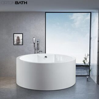 ORTONBATH™ Acrylic Freestanding Contemporary Soaking Bathtub with overflow white  OT3888