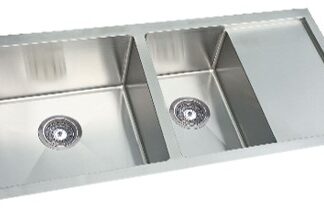 ORTONBATH™ Stainless Steel 16 Gauge Kitchen Sink Handmade 33-inch Undermount Double Bowl with Drainboard  OTA10048