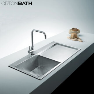 ORTONBATH™ Stainless Steel 16 Gauge Kitchen Sink Handmade 33-inch Undermount Single Bowl with Drainboard  OTA10050S