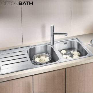 ORTONBATH™ Stainless Steel 16 Gauge Kitchen Sink Handmade 33-inch Undermount Single Bowl with Drainboard   OTA12050A