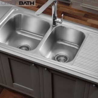 ORTONBATH™ Stainless Steel 16 Gauge Kitchen Sink Handmade 33-inch Undermount Single Bowl with Drainboard   OTA12060