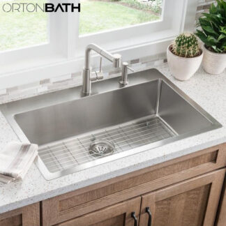 ORTONBATH™ Stainless Steel 16 Gauge Kitchen Sink Handmade 16-inch Undermount Single Bowl OTA6045P
