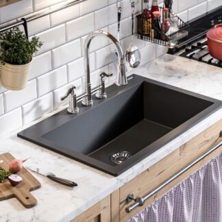ORTONBATH™ Undermount Granite Composite Single Bowl Kitchen Sink in Grey/white/black  OTA6846G