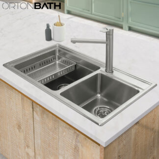 ORTONBATH™ Stainless Steel 16 Gauge Kitchen Sink Handmade 33-inch Undermount Zero Radius Double Bowl   OTA7540L