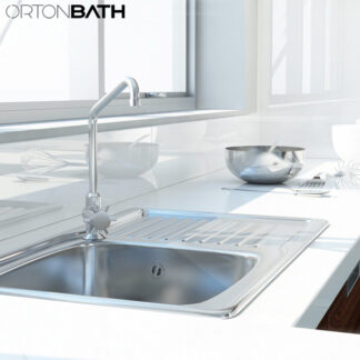 ORTONBATH™ Stainless Steel 16 Gauge Kitchen Sink Handmade 33-inch Undermount Single Bowl with Drainboard   OTA7545