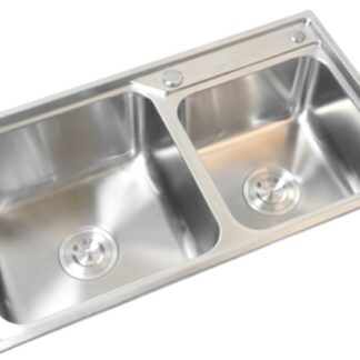 ORTONBATH™ Stainless Steel 16 Gauge Kitchen Sink Handmade 33-inch Undermount Zero Radius Double Bowl   OTA7742L