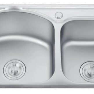 ORTONBATH™ Stainless Steel 16 Gauge Kitchen Sink Handmade 33-inch Undermount Zero Radius Double Bowl  OTA7843G