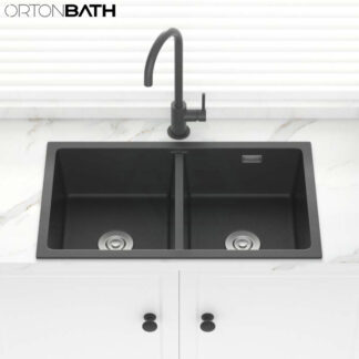 ORTONBATH™ Undermount Granite Composite Single Bowl Kitchen Sink in Grey/white/black  OTA7845GA