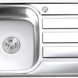 ORTONBATH™ Stainless Steel 16 Gauge Kitchen Sink Handmade 33-inch Undermount Single Bowl with Drainboard   OTA8050P