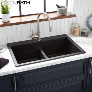 ORTONBATH™ Undermount Granite Composite Single Bowl Kitchen Sink in Grey/white/black   OTA8649G