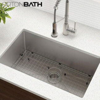 ORTONBATH™ Stainless Steel 16 Gauge Kitchen Sink Handmade 16-inch Undermount Single Bowl OTAHU3218S