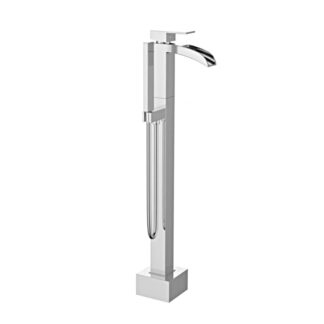 ORTONBATH™ Freestanding Tub Filler Bathtub Faucet Chrome Single Handle Floor Mounted Faucets with Handheld Shower   OTBF7301