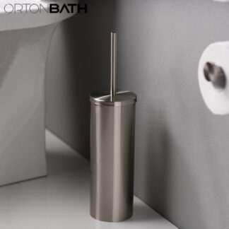 ORTONBATH™ Stainless Steel 14.75in. H Free Standing Toilet Brush and Holder OTBH462